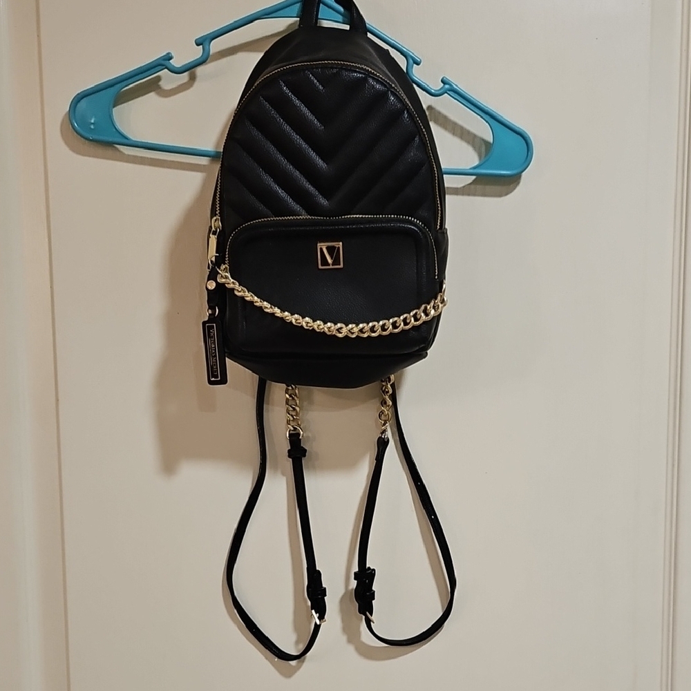 Victoria's Secret Black Backpack with Gold Accents